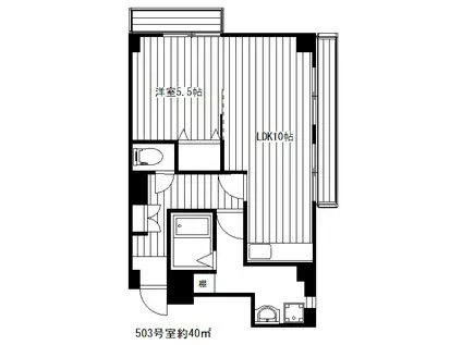 千泰ハイツ(1LDK/5階)の間取り写真