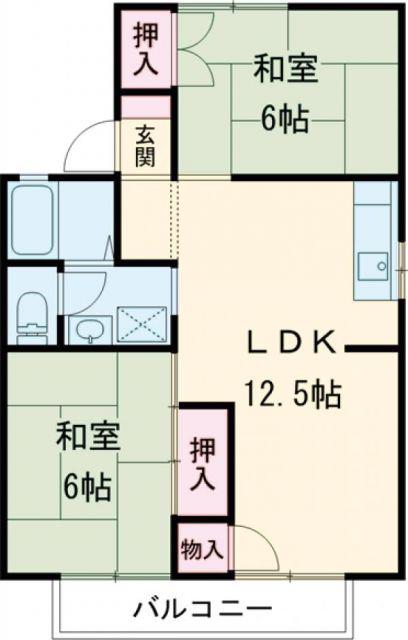 ローゼンハイムC(2LDK/2階)の間取り写真