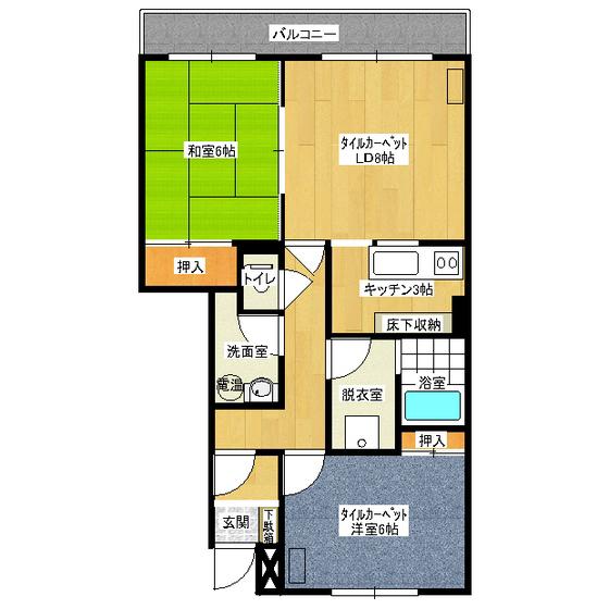 北成ビル(2LDK/6階)の間取り写真