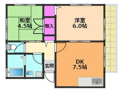 ゾナフーテ深沢(2DK/2階)の間取り写真