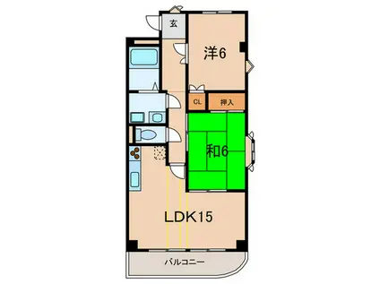 ヴィラパストラル(2LDK/2階)の間取り写真