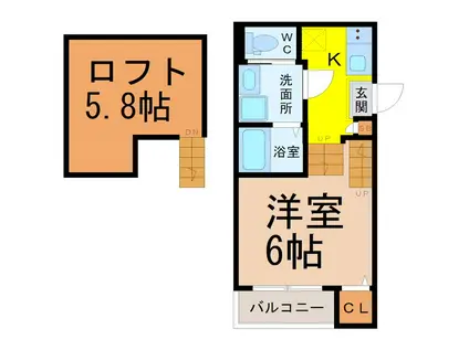 ハーモニーテラス烏森(1SK/1階)の間取り写真