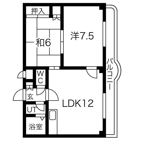 プレサント小樽花園(2LDK/3階)の間取り写真