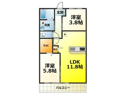 ノアージュIII(2LDK/1階)の間取り写真