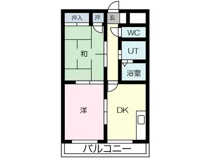 クラシティ御幸(2DK/7階)の間取り写真