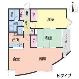 メゾンドール夙川台(2LDK/4階)の間取り写真
