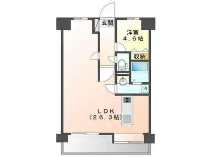 ファミール西条朝日町(1LDK/4階)の間取り写真