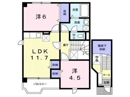 サンロード福山B(2LDK/2階)の間取り写真