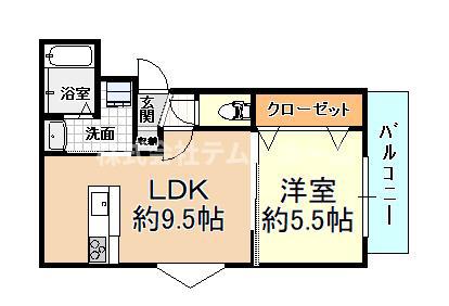 CLEAR柏原(1LDK/2階)の間取り写真