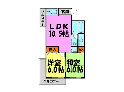 弥栄マンション(2LDK/1階)の間取り写真