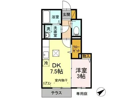 ソーヤエイトクファーム(1DK/1階)の間取り写真