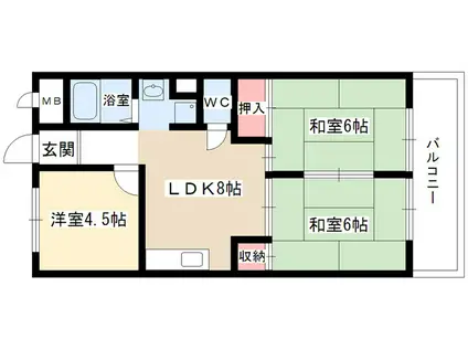 サンローヤル香流(3LDK/3階)の間取り写真