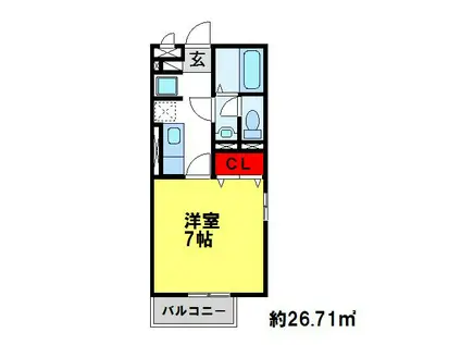 エスタシオン(1K/3階)の間取り写真