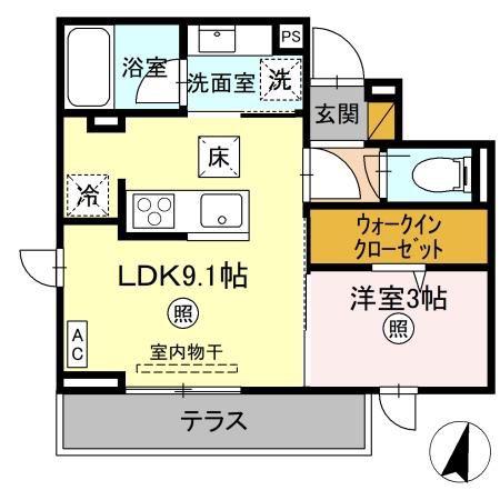 プラデーラ(1LDK/1階)の間取り写真