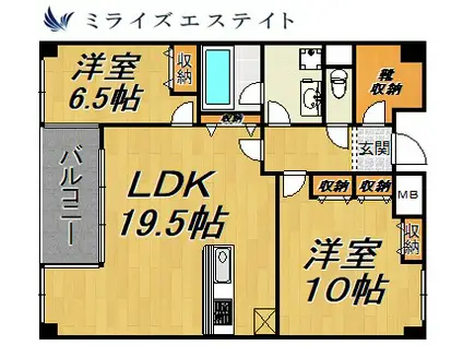グラン・アベニュー栄(2LDK/11階)の間取り写真