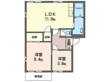 コーポ大和(2LDK/1階)の間取り写真