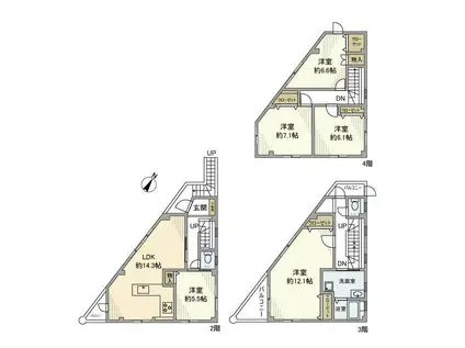浅間町戸建(5LDK/2階)の間取り写真