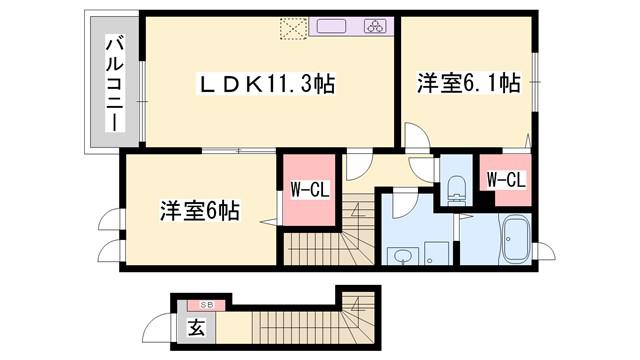 シンシンハウスB(2LDK/2階)の間取り写真