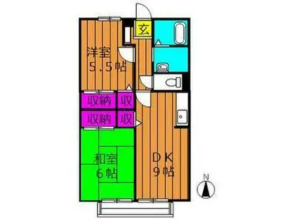 ビーライン撫川(2DK/2階)の間取り写真