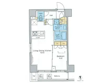 プラウドフラット浅草(1LDK/4階)の間取り写真