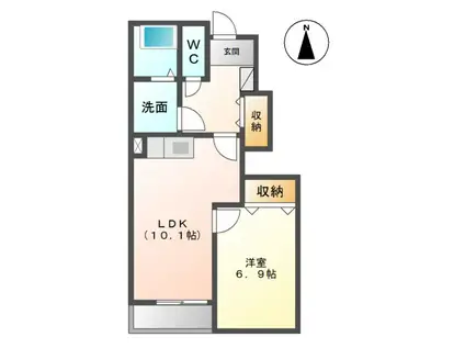 アルカディア江無田(1LDK/1階)の間取り写真