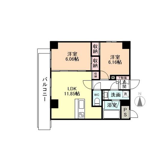 ファースト・レーベン大手町ANNEX(2LDK/8階)の間取り写真