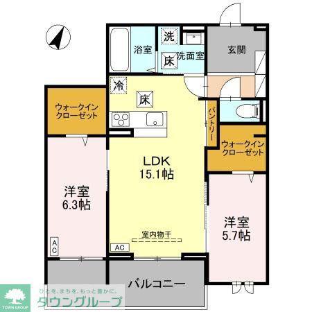 センカIII(2LDK/1階)の間取り写真