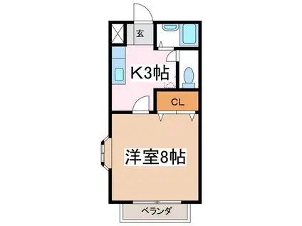 ホワイトピジョン(1K/1階)の間取り写真