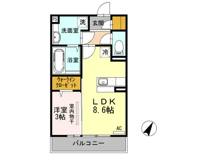 トリリオン 103(1LDK/1階)の間取り写真