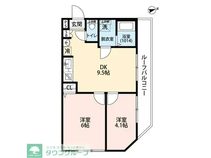 エクセラン竹ノ塚(2DK/3階)の間取り写真