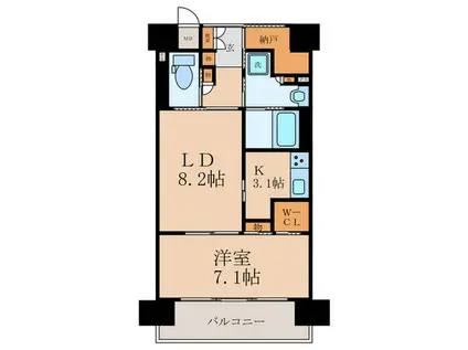 ウィズフィール京都山科(1LDK/4階)の間取り写真