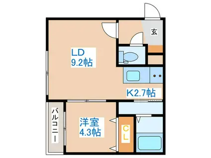 COSMOS(1LDK/2階)の間取り写真