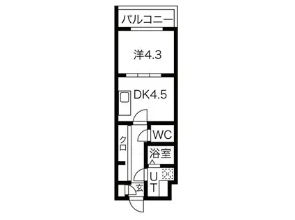 ルネサンスコート世田谷若林(1DK/2階)の間取り写真