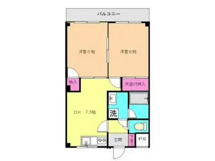 サンライズ(2DK/3階)の間取り写真