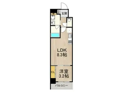 フロンティアタワー九条II(1LDK/6階)の間取り写真