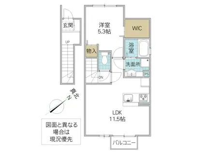 ラキ・オハナ(1LDK/2階)の間取り写真