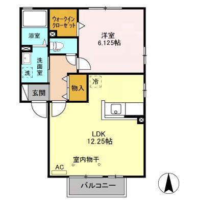 セジュールKIYO A(1LDK/2階)の間取り写真