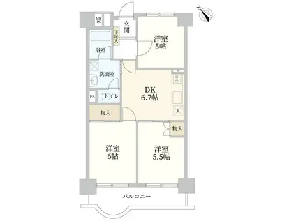 ハイネス目黒(3DK/2階)の間取り写真