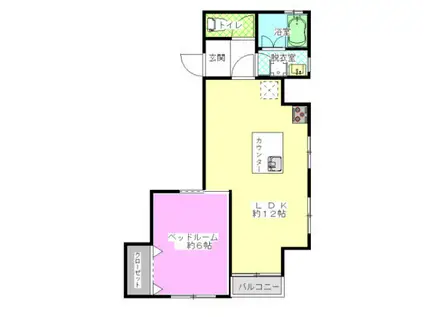 エクレール菊川(1LDK/2階)の間取り写真