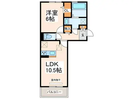 ヒーリングマンション(1LDK/3階)の間取り写真