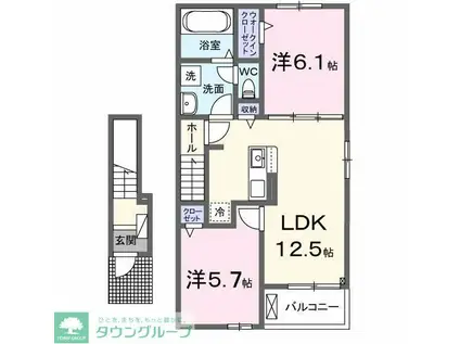 五香7丁目アパート(2LDK/2階)の間取り写真