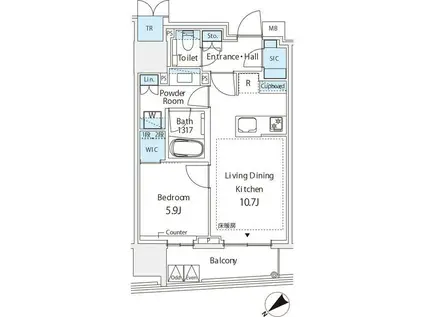 ミレアコート銀座プレミア(1LDK/12階)の間取り写真