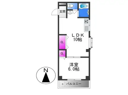 エスポワール白鷺(1LDK/1階)の間取り写真