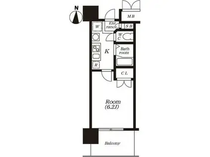 パルティール城西(1K/9階)の間取り写真