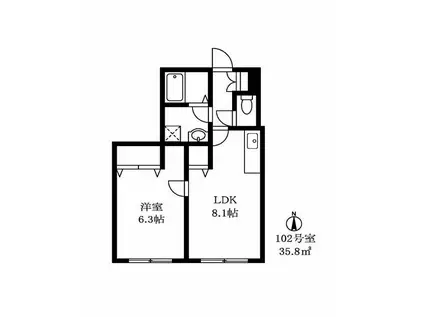 SONOハウス(1LDK/1階)の間取り写真