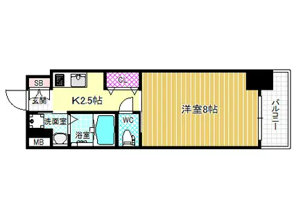 ディクス梅田東レジデンス(1K/4階)の間取り写真