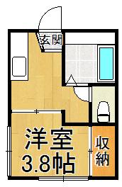 エルミタージュ甲陽園(1K/2階)の間取り写真