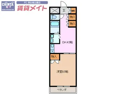 BELL KARM S(1DK/1階)の間取り写真