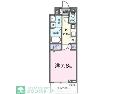 トポリーノ(1K/2階)の間取り写真