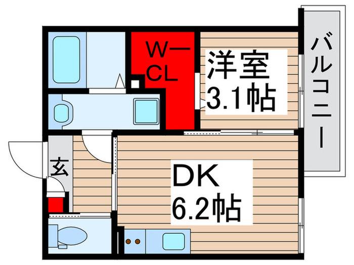 アリビオ新松戸(1DK/1階)の間取り写真